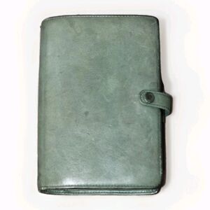 Filofax Epping 1990s Personal Leather Organizer Cover Green Italian Calfskin